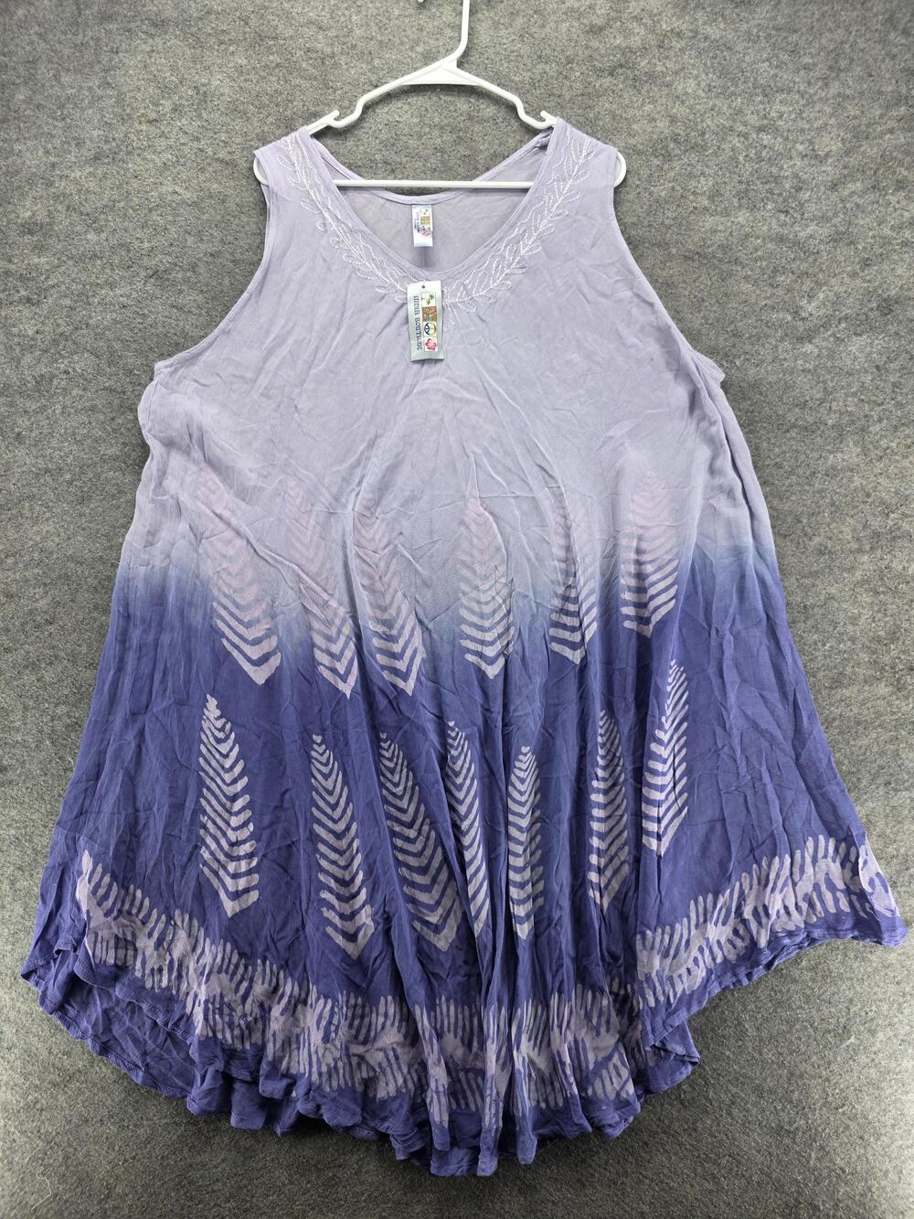 India Boutique Dress Womens Plus Size Ombre Sleeveless Boho Rayon Embroidered